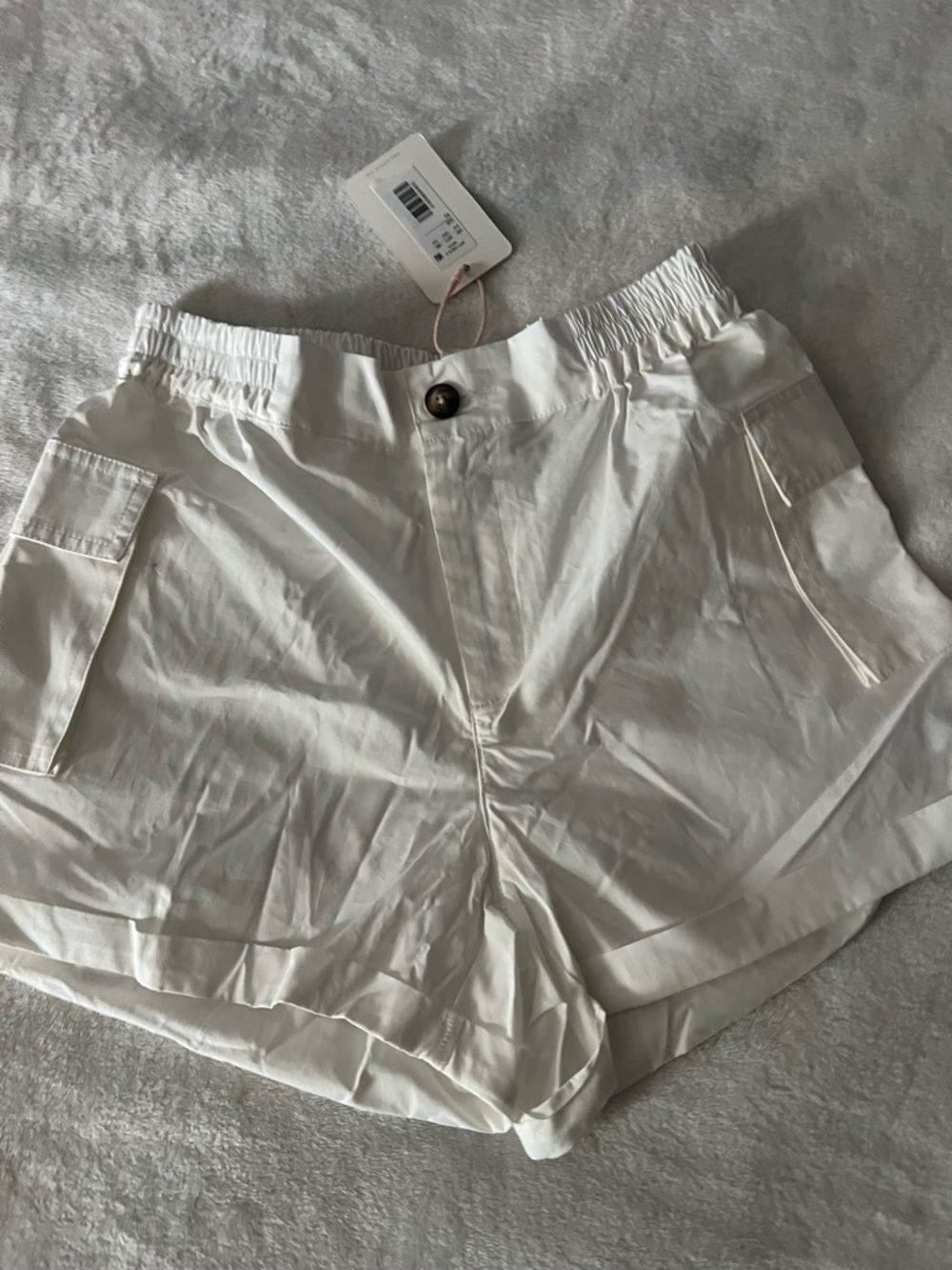 Gianni Bini White High-Waist Cargo Shorts